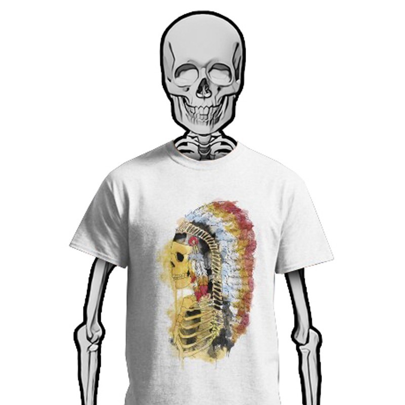Camiseta con ilustración en acuarela Native Skull